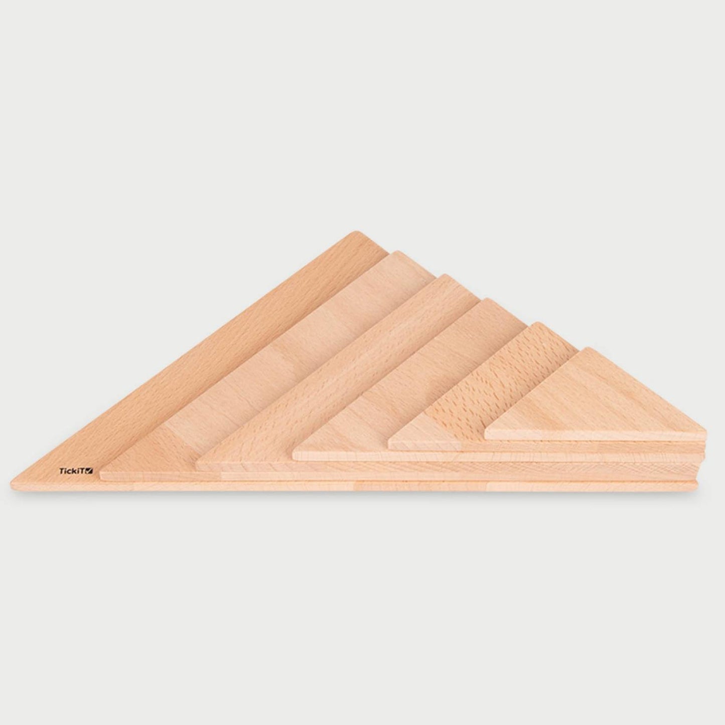 TickiT Natural Wooden Triangular Panels | 6 Pieces | Wooden Activity Toy | Front View | BeoVERDE.ie