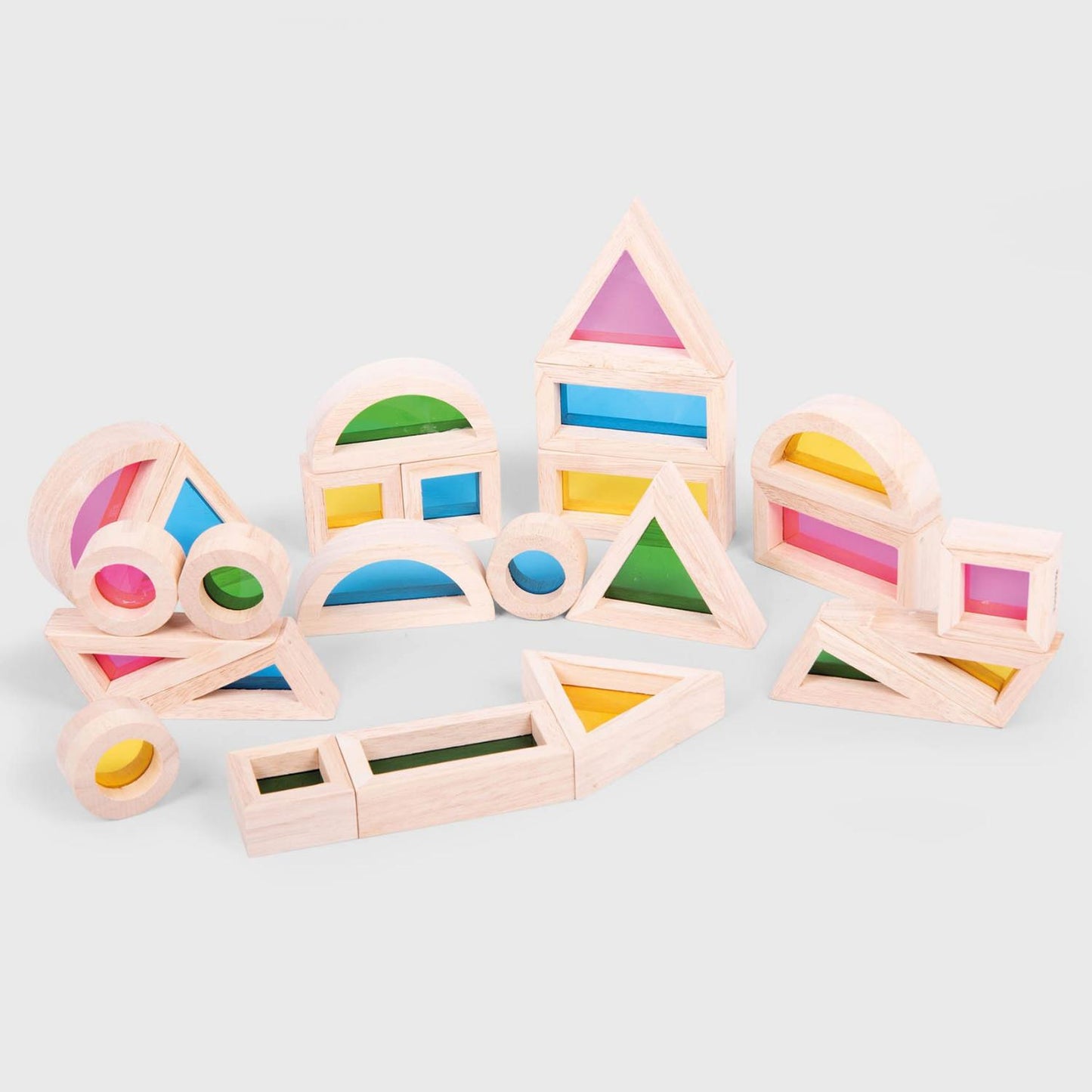 Wooden Blocks with Coloured See-Through Centre | Kids Activity Toy