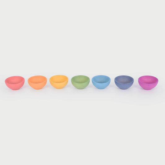 TickiT Rainbow Wooden Bowls | Wooden Loose Parts | Open-Ended Toys | Front View | BeoVERDE.ie