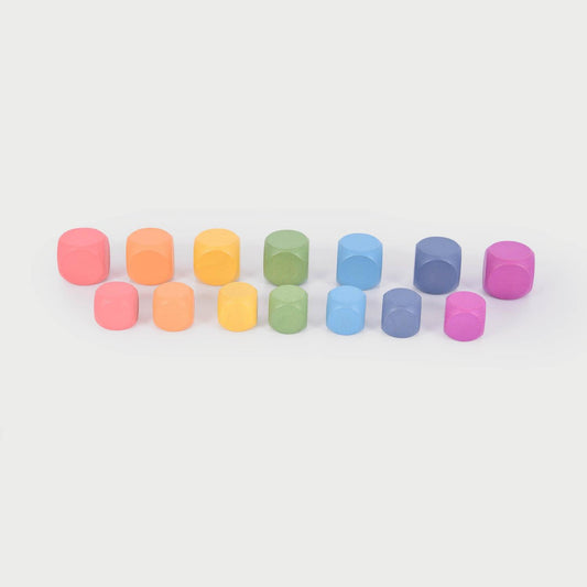 TickiT Rainbow Wooden Cubes | Wooden Loose Parts | Open-Ended Toys | Front View | BeoVERDE.ie