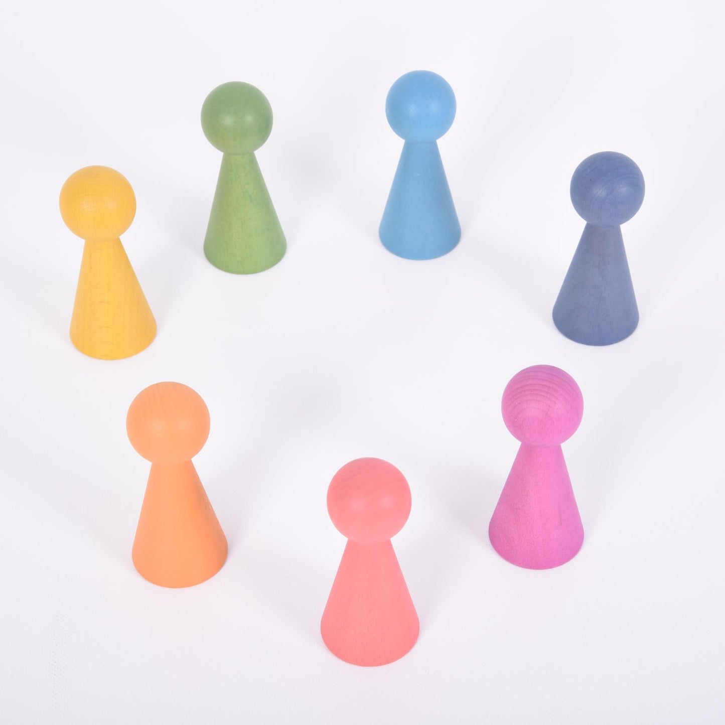 TickiT Rainbow Wooden Figures | Wooden Loose Parts | Open-Ended Toys | Front View | BeoVERDE.ie