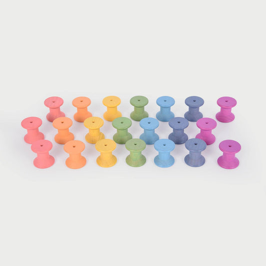 TickiT Rainbow Wooden Spools | Open-Ended Toys | Front View | BeoVERDE.ie