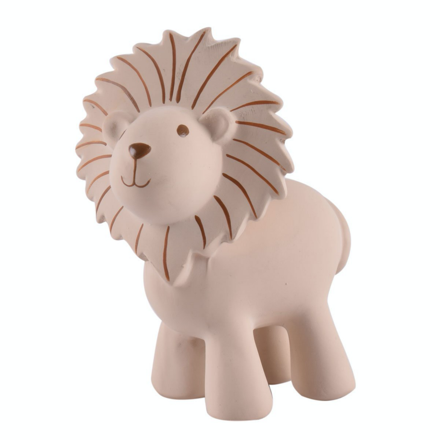 TIKIRI Natural Rubber Rattle & Bath Toy ‘Lion’ | Front Left View | BeoVERDE.ie