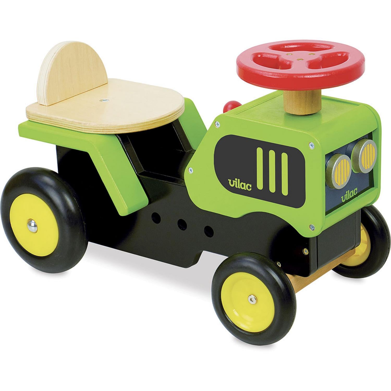 Vilac Ride On Tractor | Baby & Toddler Activity Wooden Toy | Side View | BeoVERDE.ie