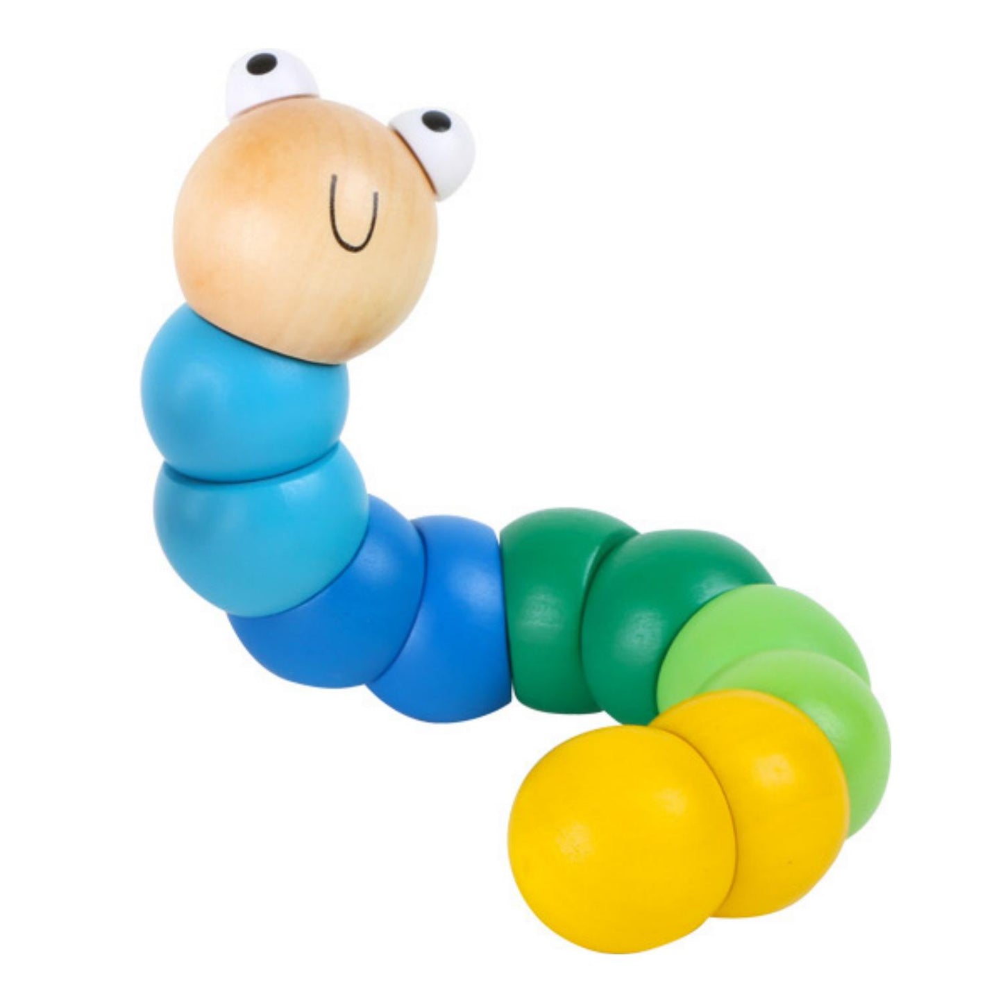 Blue Wooden Bead Caterpillar | Baby Activity Toy | Front View | BeoVERDE.ie