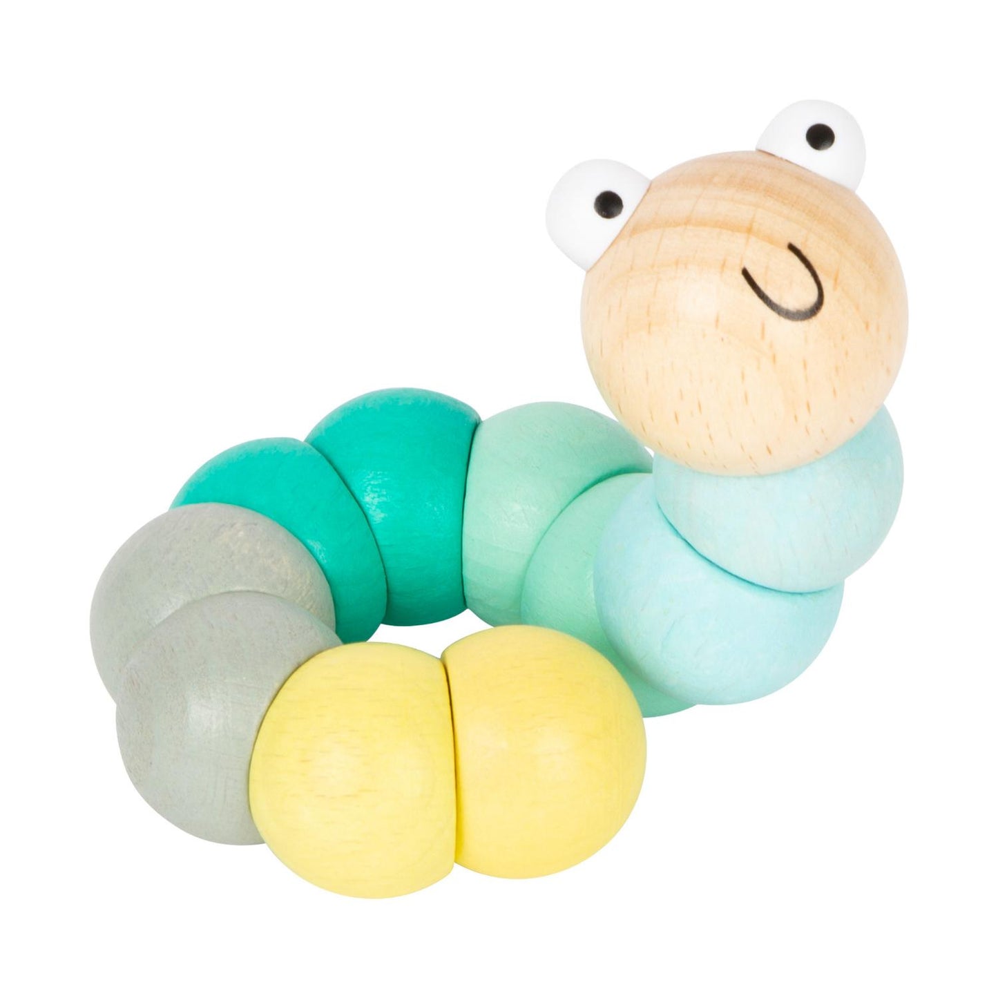 Pastel Green Wooden Bead Caterpillar | Wooden Activity Toy | Front View | BeoVERDE.ie