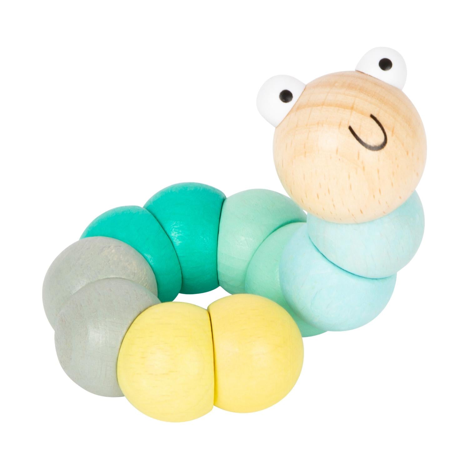 Pastel Green Wooden Bead Caterpillar | Wooden Activity Toy | Front View | BeoVERDE.ie