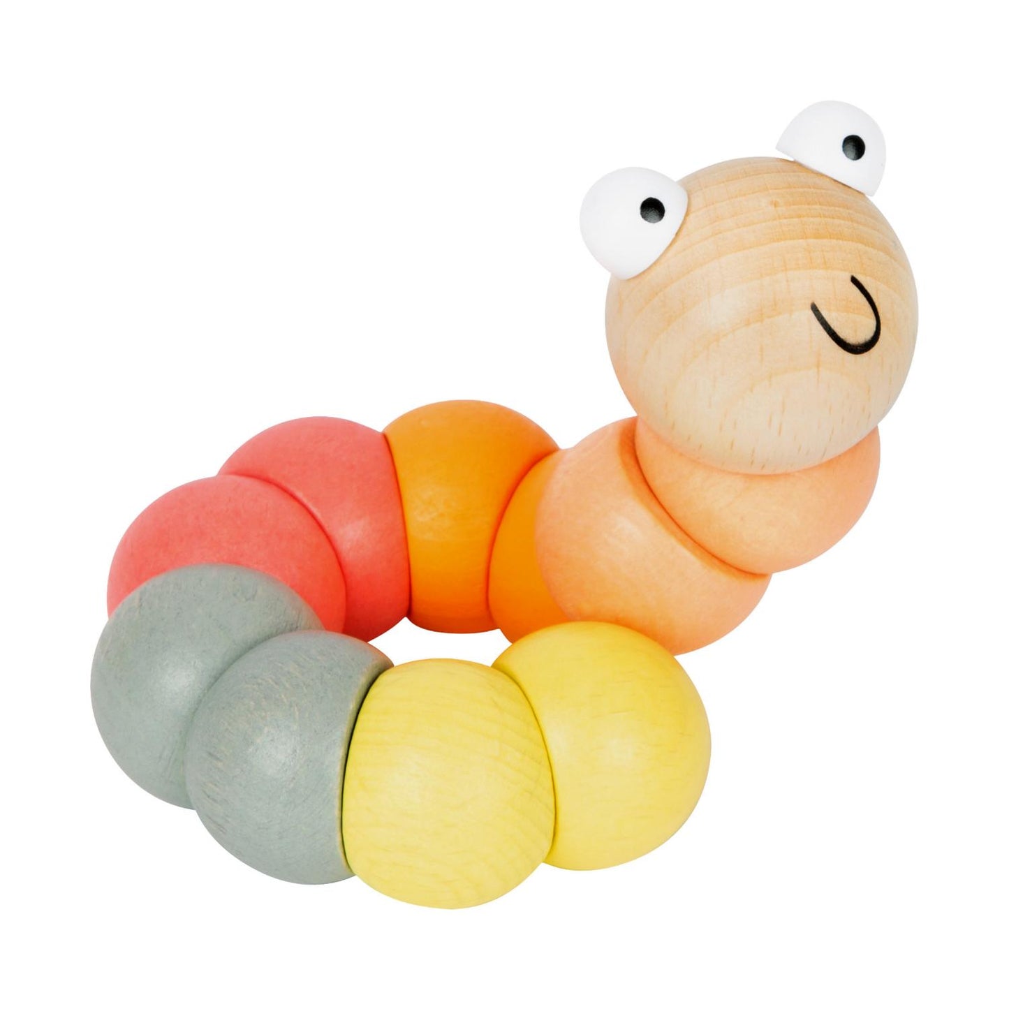 Pastel Orange Wooden Bead Caterpillar | Wooden Activity Toy | Front View | BeoVERDE.ie