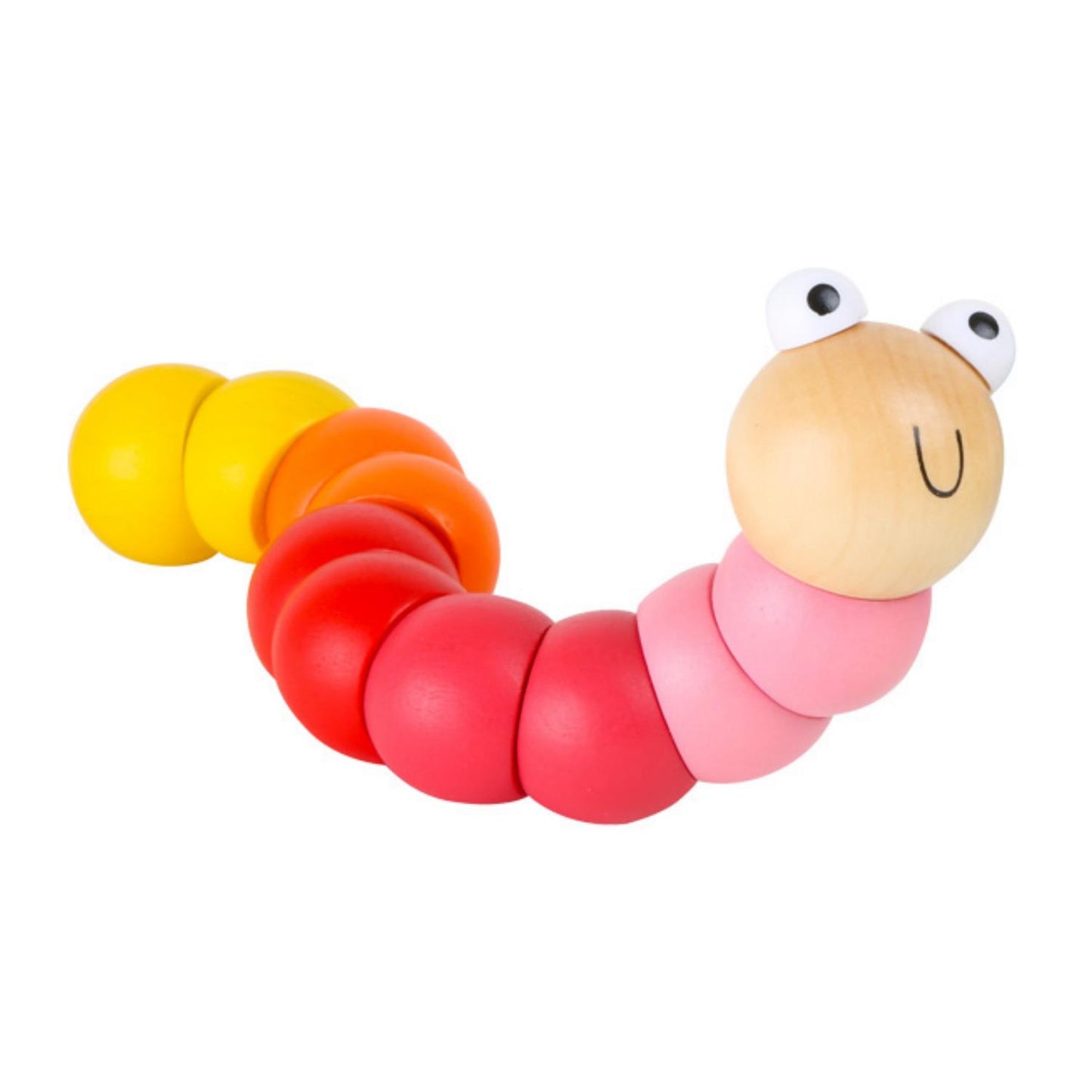 Red Wooden Bead Caterpillar | Baby Activity Toy | Front View | BeoVERDE.ie