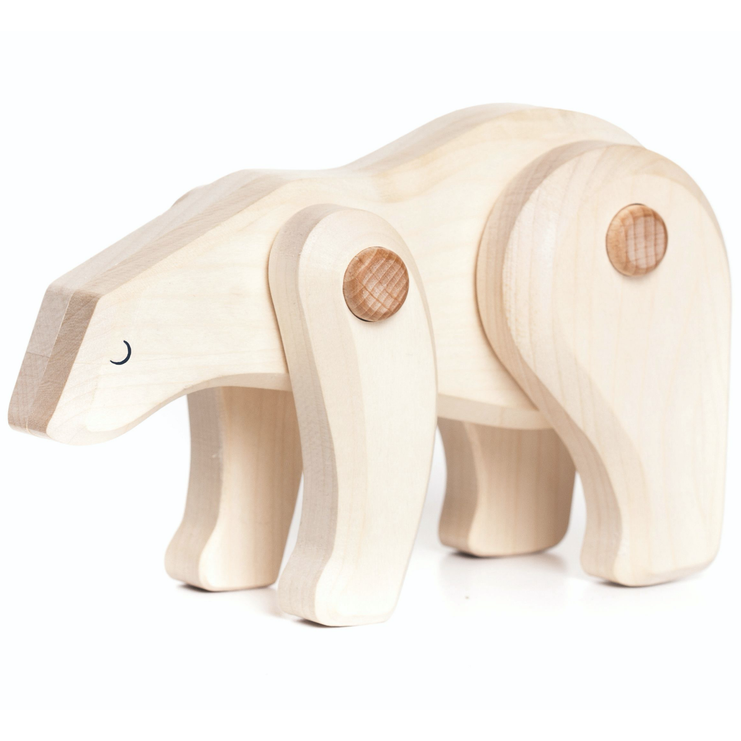 TOBE Wooden Polar Bear | Movable Arms & Legs | Side View | BeoVERDE.ie
