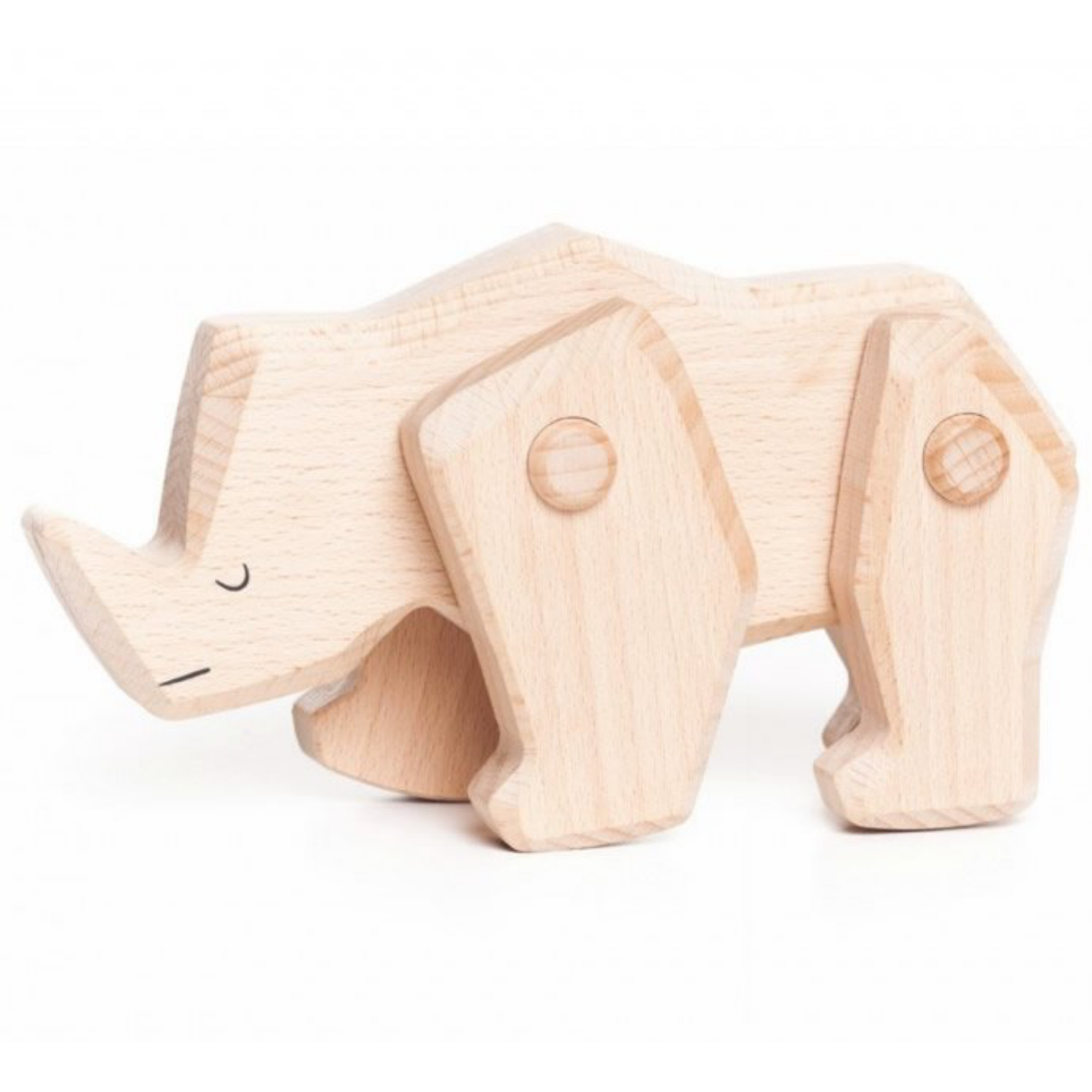 TOBE Wooden Rhinoceros | Movable Arms & Legs | Side View | BeoVERDE.ie