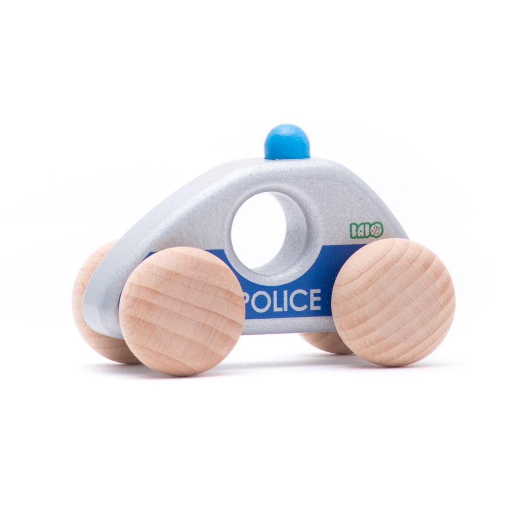 Bajo Police Car | Wooden Push-Along for Baby and Toddler | BeoVERDE Ireland