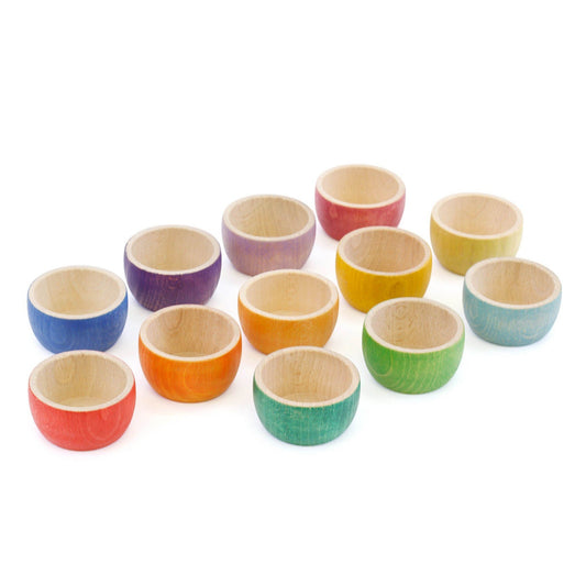 Grapat 12 Bowls | Wooden Toys for Kids | Open-Ended Play Set | Side View Bowls | BeoVERDE.ie
