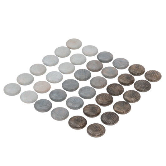 Grapat Mandala Little Stones | 36 Pieces in 3 Shades of Grey | Natural Wooden Toys | Front View | BeoVERDE.ie