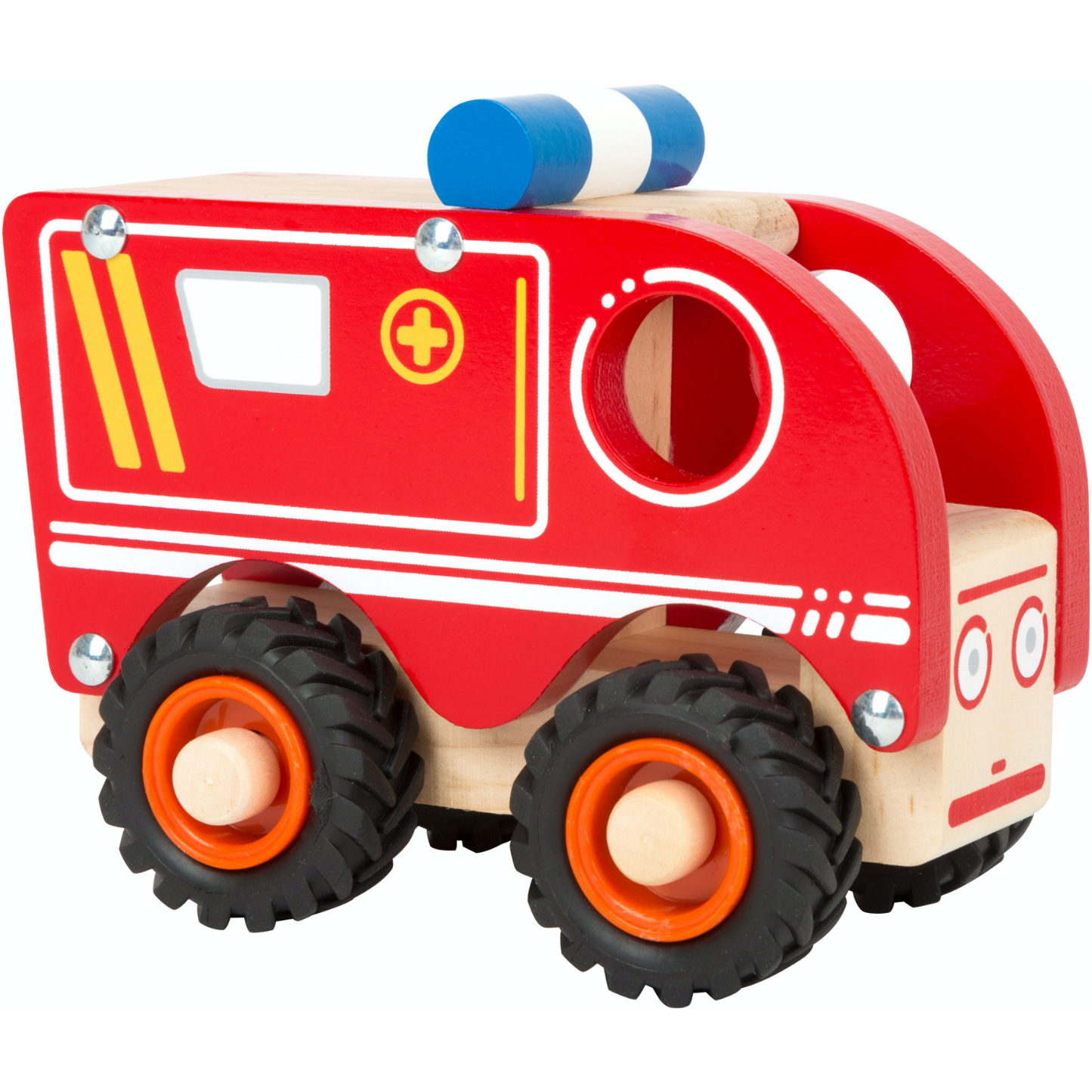 Small Foot Wooden Ambulance | Front Side View Right | BeoVERDE.ie
