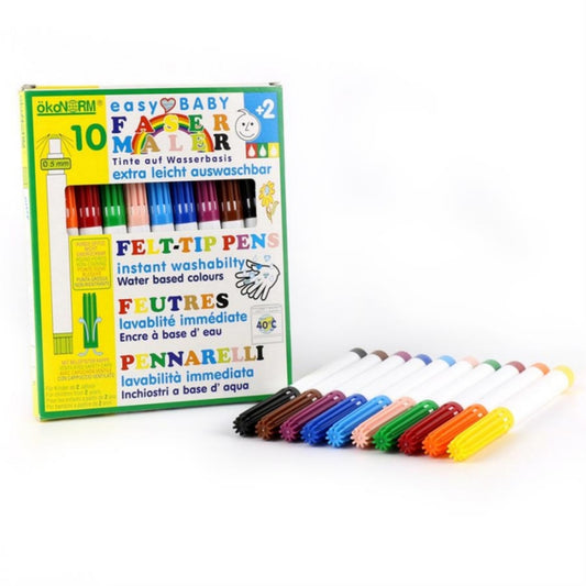 okoNORM Easy Baby Felt-Tip Pens | Vegan, Water-Based Inks & Eco-Friendly | 10 Colours | BeoVERDE.ie