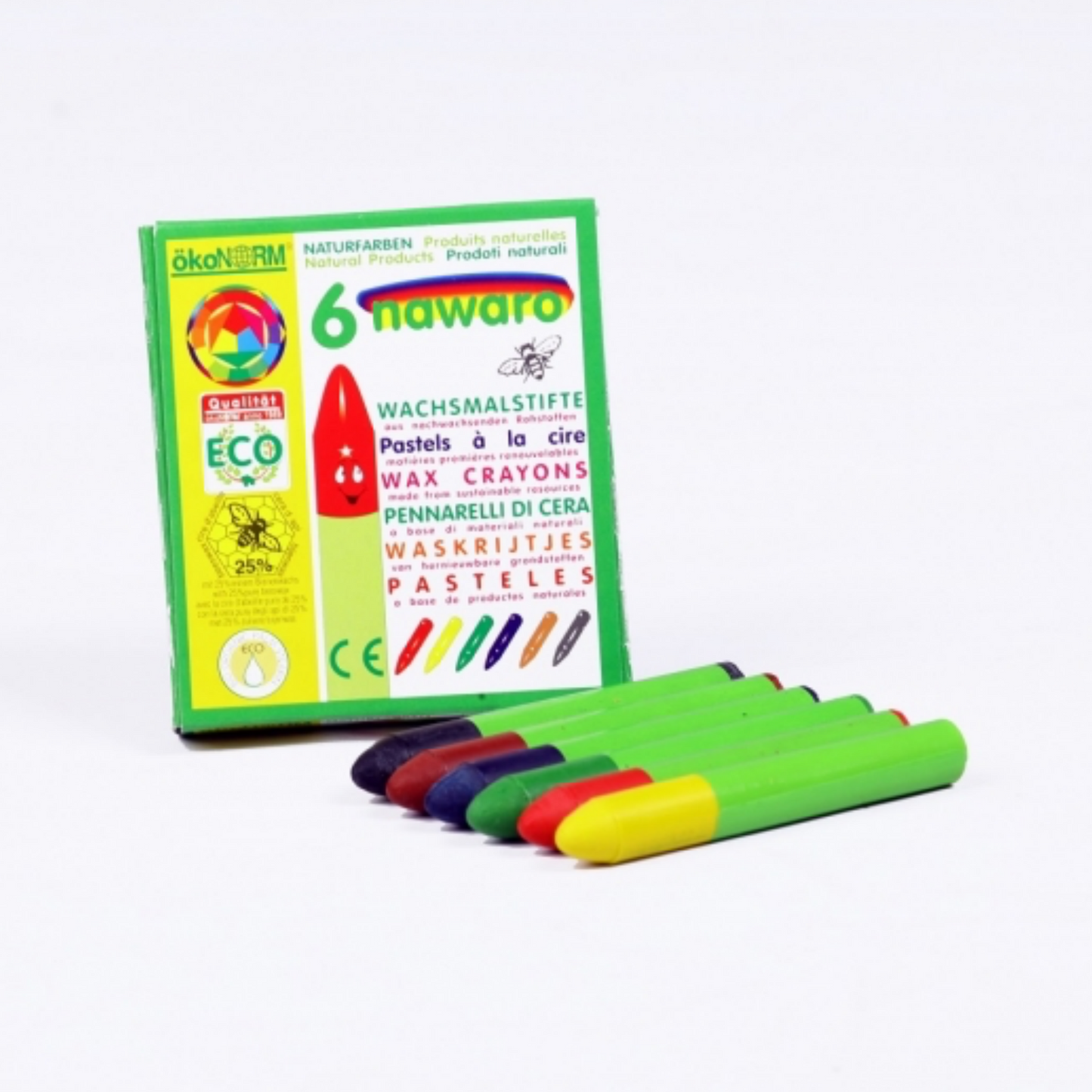 okoNORM Child-Safe Natural Wax Crayons | 6 Vibrant Colours | BeoVERDE.ie