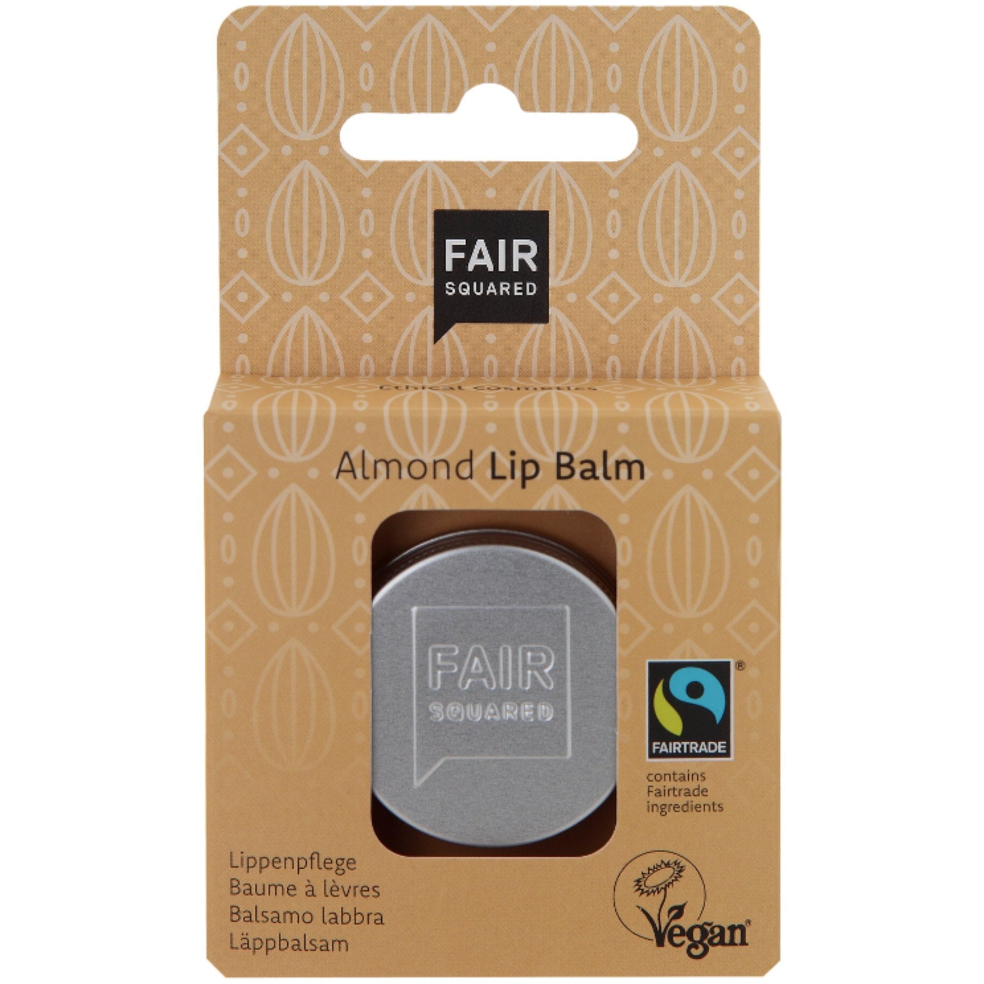 FAIR SQUARED Almond Lip Balm | Fairtrade Vegan Natural Halal | BeoVERDE.ie
