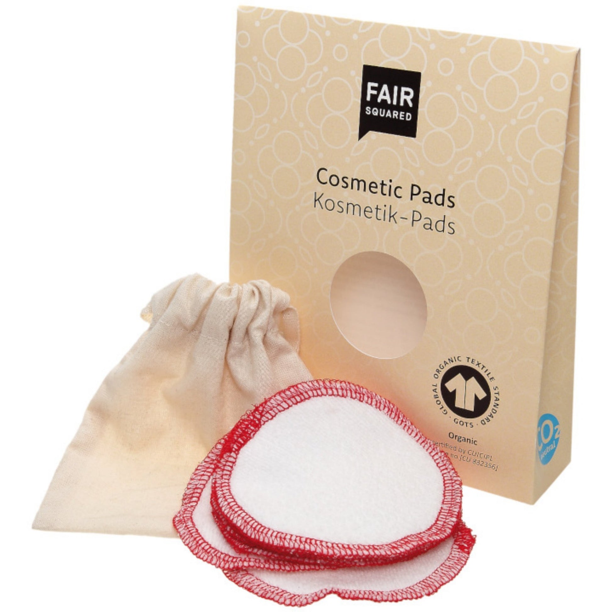 FAIR SQUARED Cosmetic Pads | Reusable Fairtrade Organic Cotton Zero Waste Makeup Remover Pads | BeoVERDE.ie