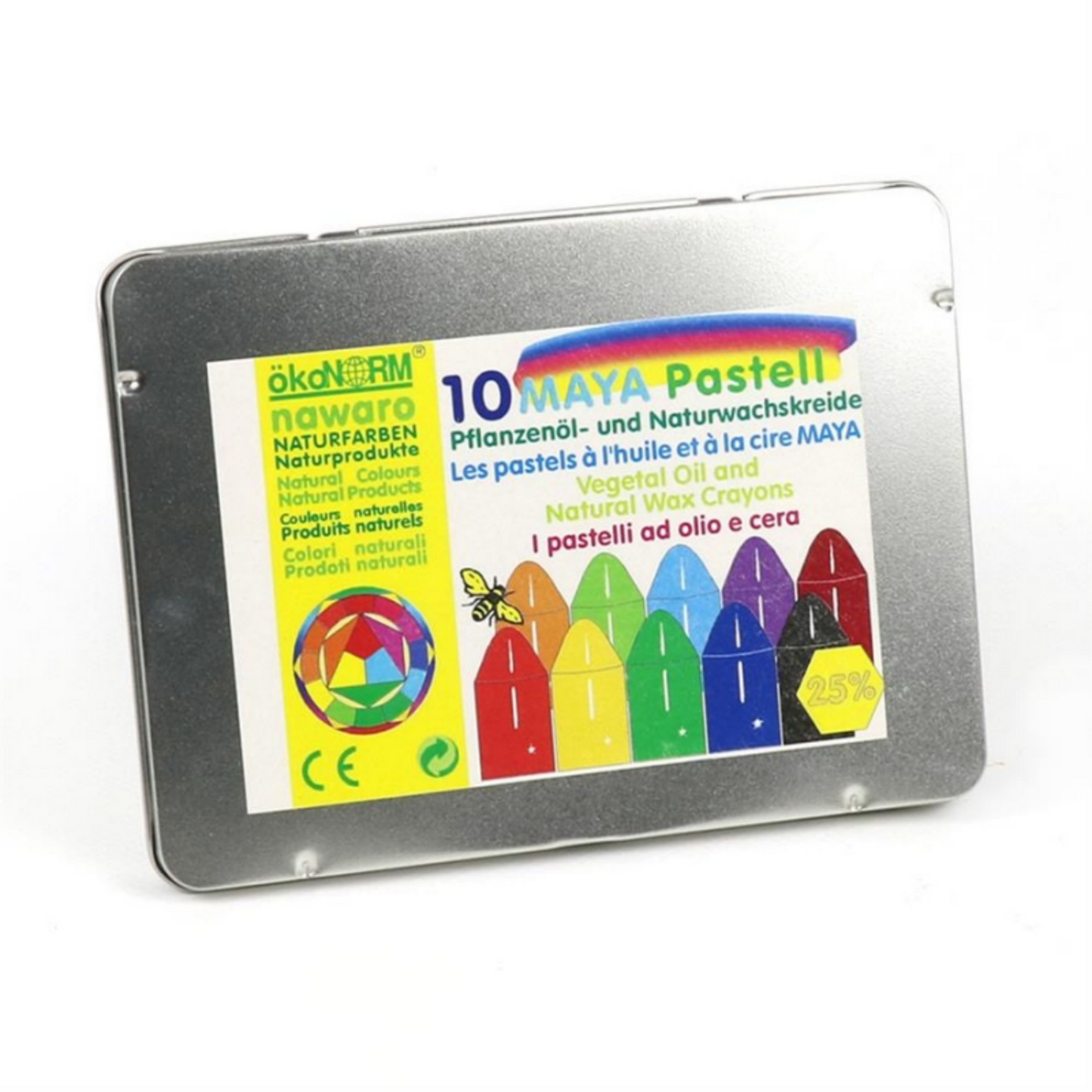 Non-Toxic Natural Oil Pastels | 10 Vibrant Colours | Metal Case | BeoVERDE.ie