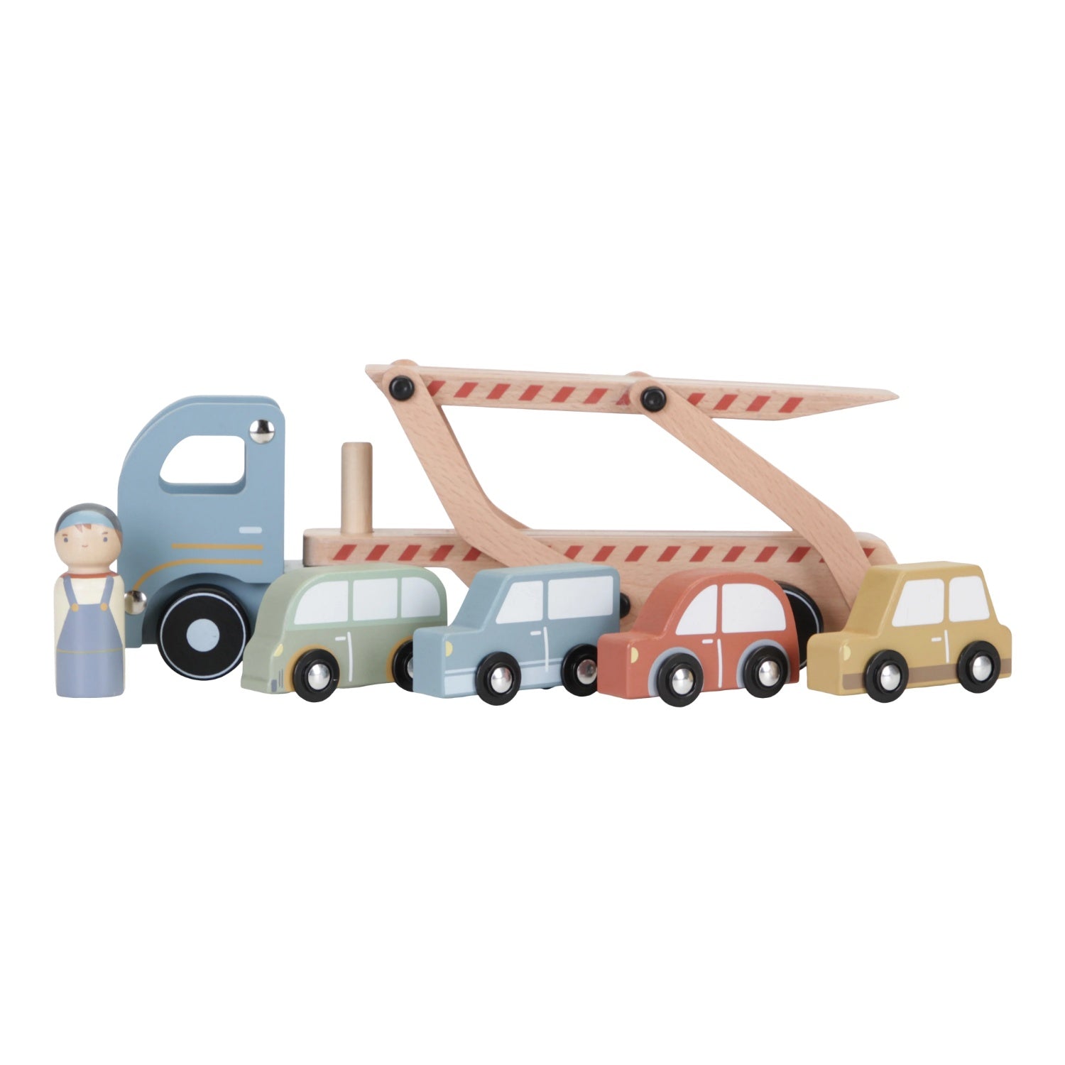 Little Dutch Car Transporter with 4 Cars & Driver | Wooden Toy | BeoVERDE Ireland