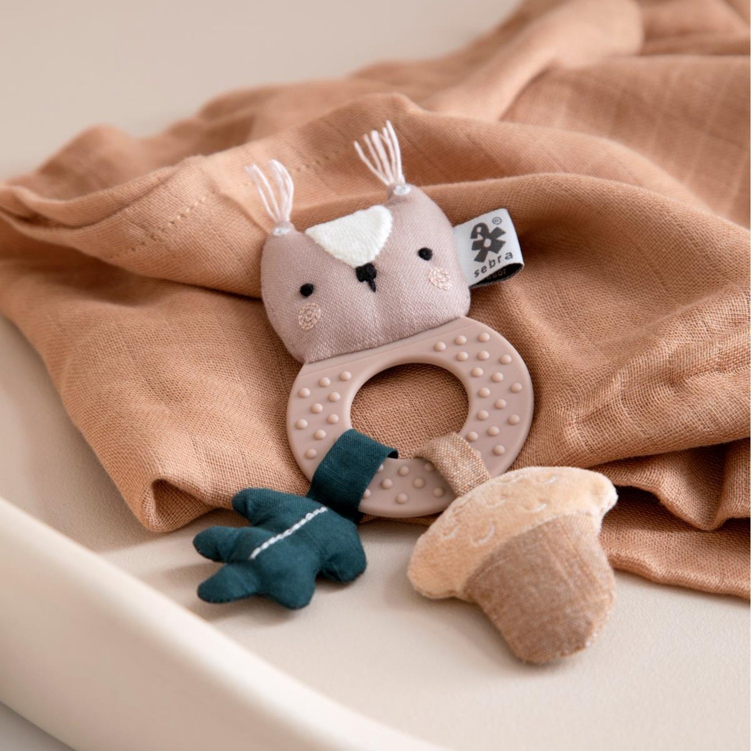 Sebra Zappy The Squirrel | Rattle | Baby Activity Toy | BeoVERDE Ireland