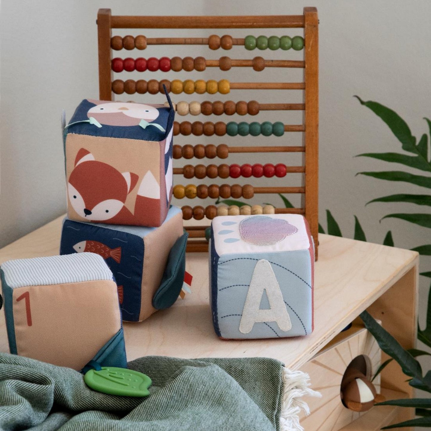 Sebra Woodland Soft Blocks | Soft Stacking Cubes | Baby Activity Toy | BeoVERDE Ireland