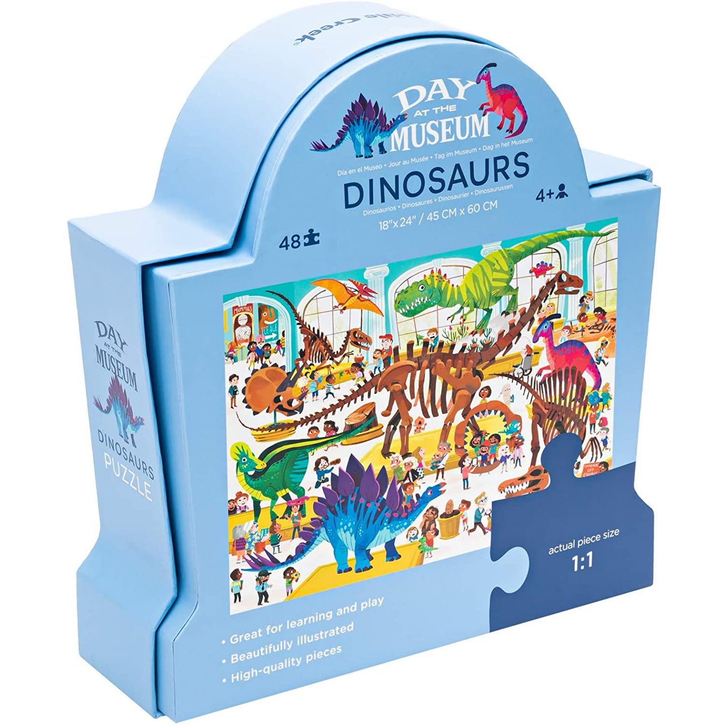 Crocodile Creek Day at the Dinosaurs Museum Puzzle | Floor Jigsaw Puzzle For Kids | Box Back | BeoVERDE.ie