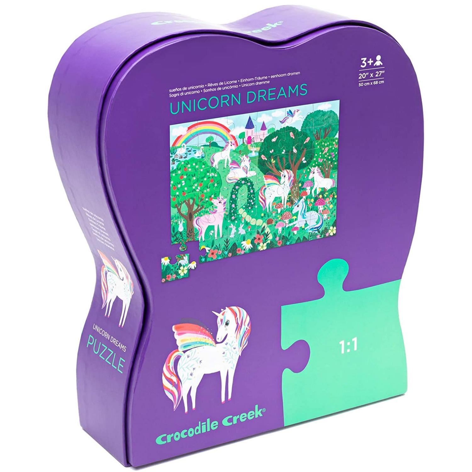 Crocodile Creek Unicorn Dreams Puzzle | Floor Jigsaw Puzzle For Kids | Box Back | BeoVERDE.ie