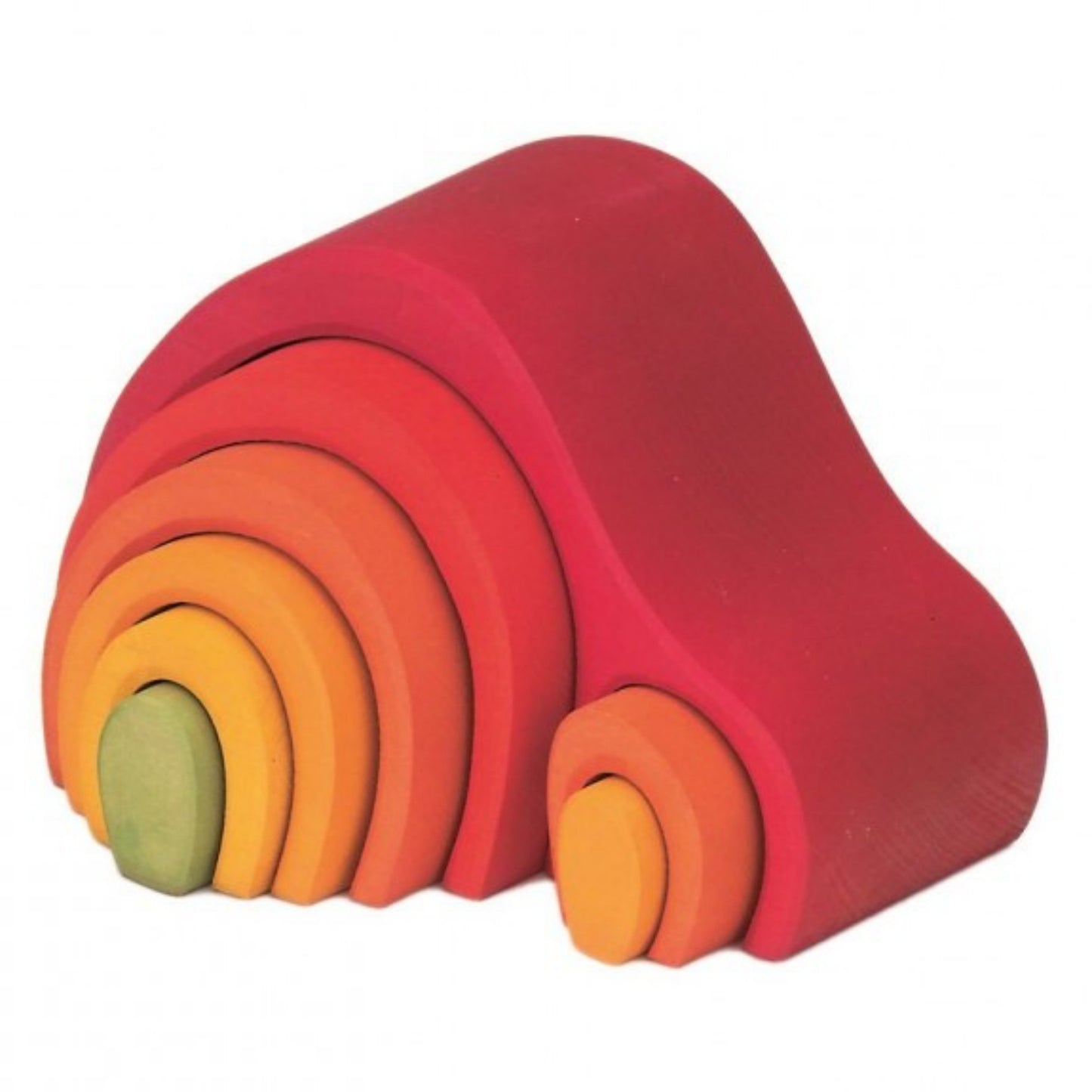 Gluckskafer Red Wooden Arch House Stacker | Imaginative Play Wooden Toys | Waldorf Education and Montessori Education | Left Side View | BeoVERDE.ie