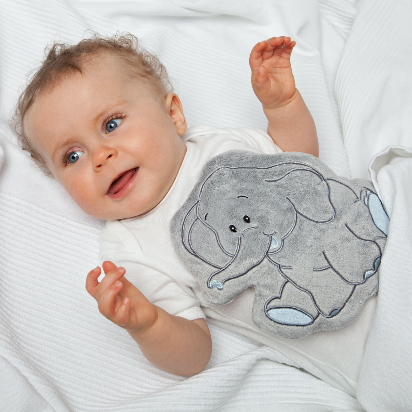 Warming Pillow for Babies & Young Children | Elephant | Grape Seeds | Baby with Warming Pillow | BeoVERDE.ie