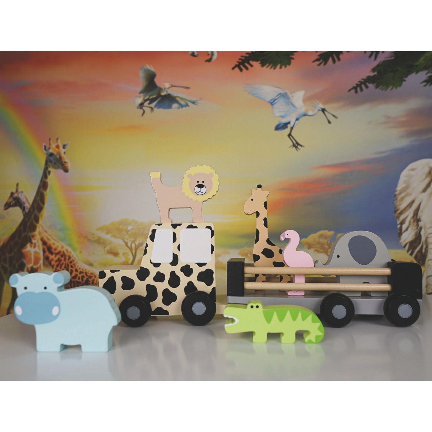 JaBaDaBaDo Safari Jeep | Wooden Imaginative Play Toy | Side View – Lifestyle | BeoVERDE.ie