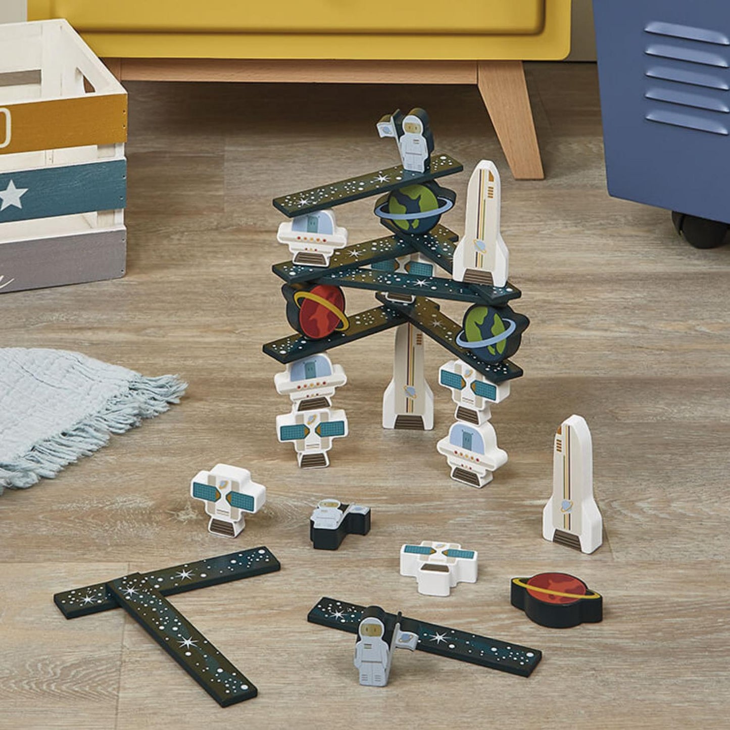 Space Building Set | Stacking + Balancing Wooden Toy | Lifestyle | BeoVERDE.ie