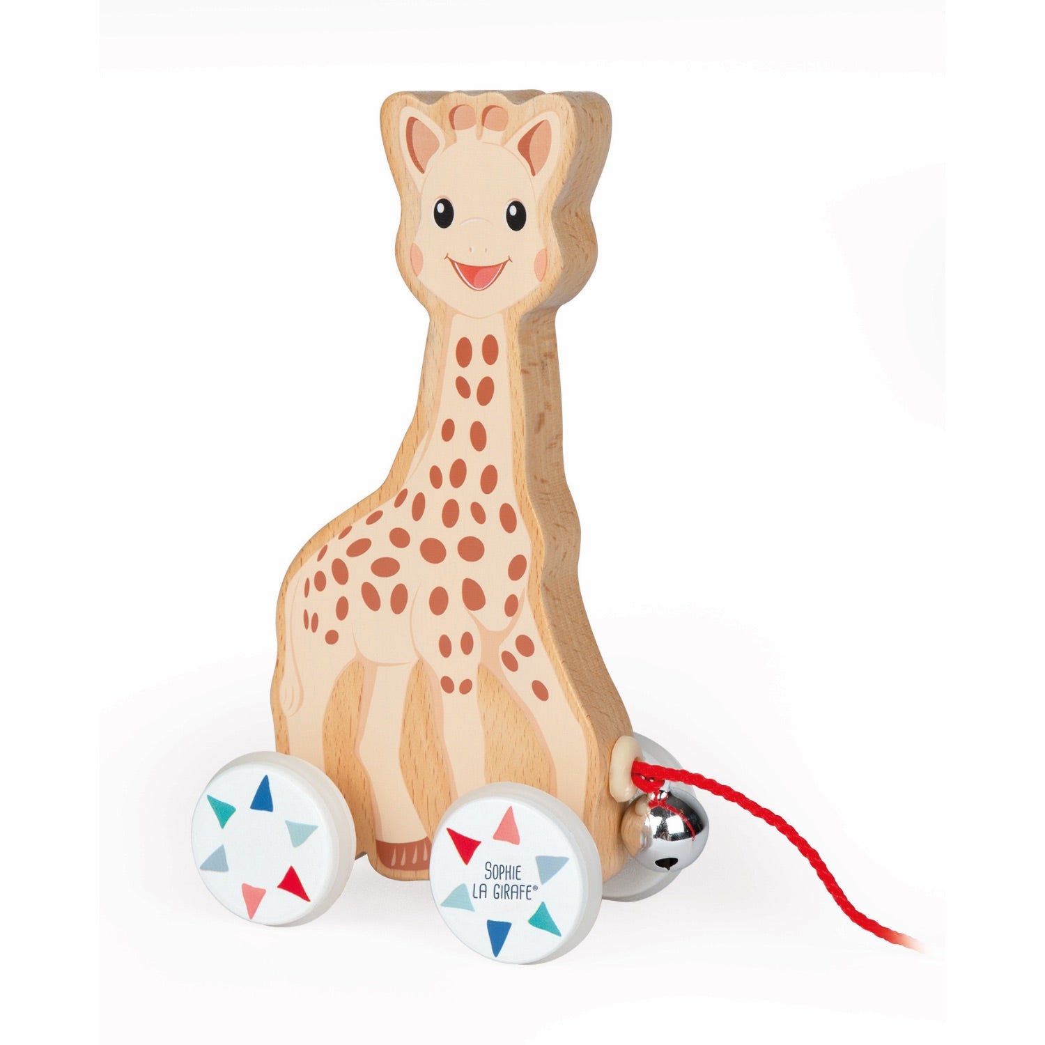 Sophie la girafe Pull-Along Toy | Wooden Toddler Activity Toy | Left Side | BeoVERDE.ie