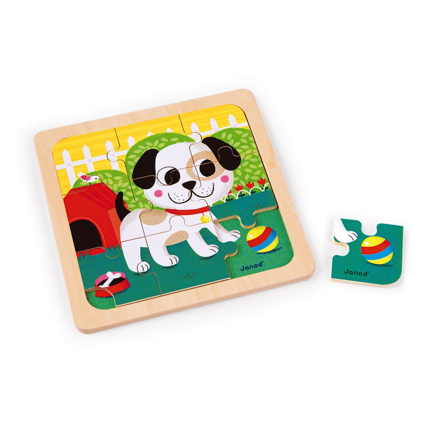 Janod Titus the Dog Wooden Puzzle | Wooden Toddler Activity Toy | One Piece Removed | BeoVERDE.ie