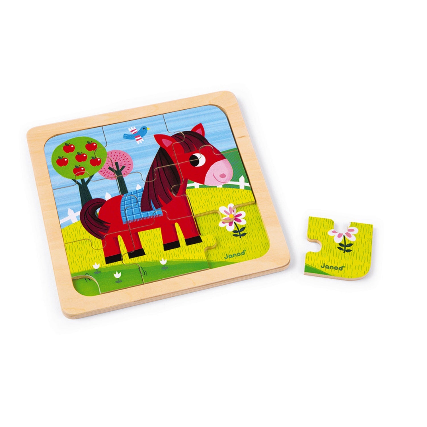 Janod Tornado the Horse Wooden Puzzle | Wooden Toddler Activity Toy | One Piece Removed | BeoVERDE.ie