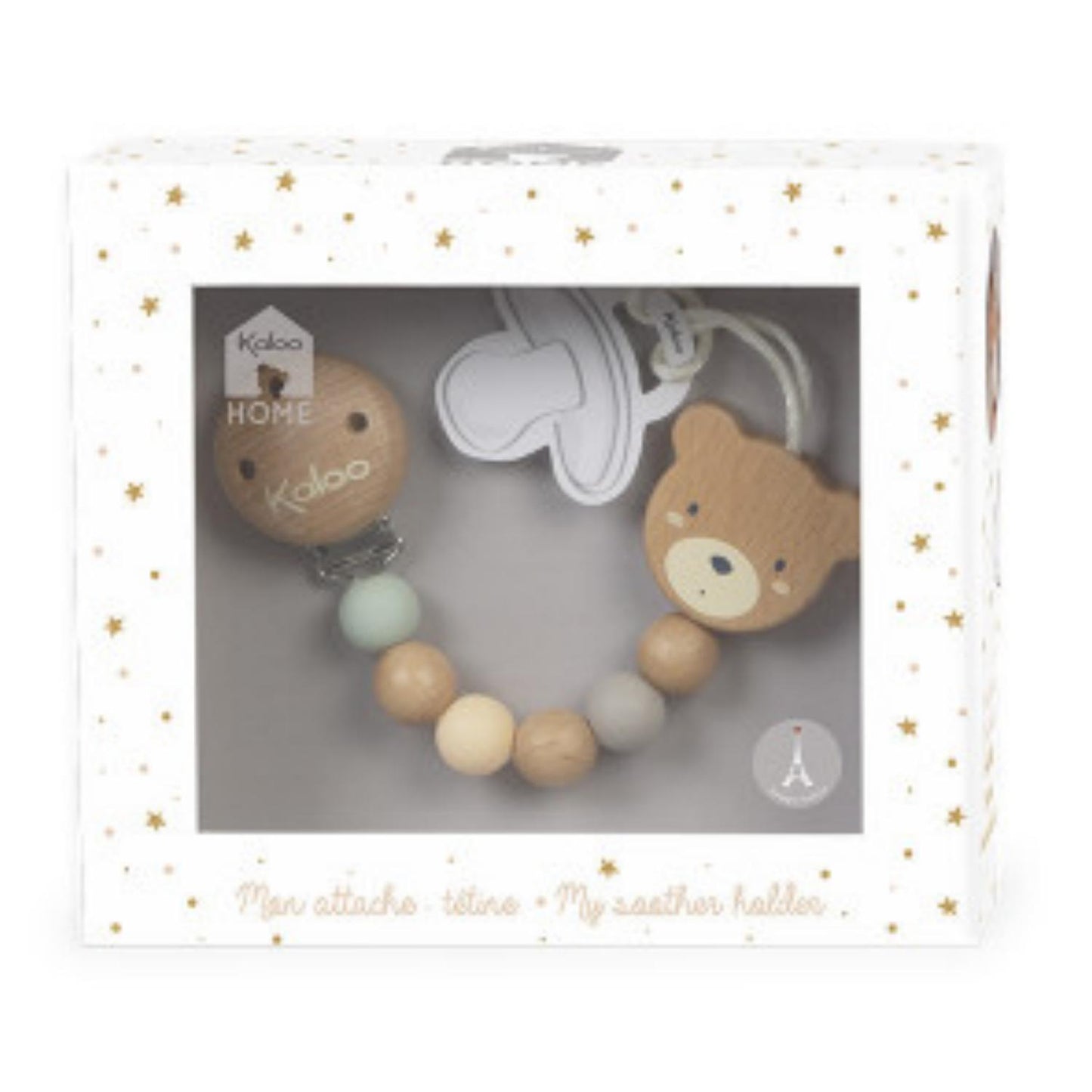 Kaloo My Bear Wood and Silicone Dummy Clip | Dummy Clip in Giftbox | BeoVERDE.ie