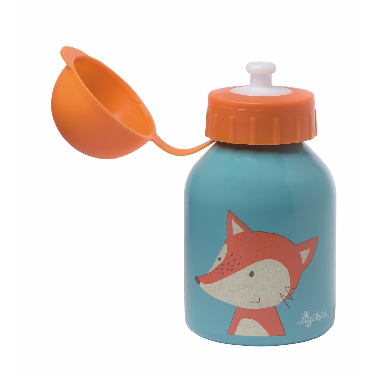 Sigikid Tiny Fox | Kids Water Bottle Stainless Steel | 250 ml | Front View – Cap Open | BeoVERDE.ie
