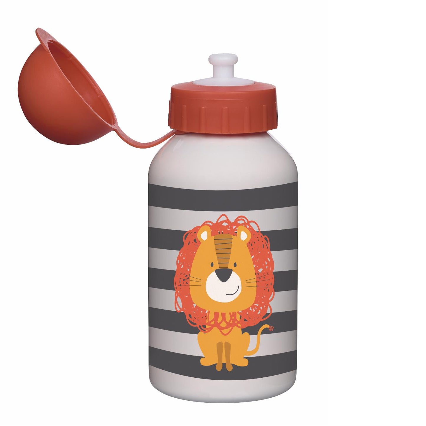 Sigikid Lion Kids Water Bottle | Stainless Steel | 350 ml | Front View – Cap Open | BeoVERDE.ie