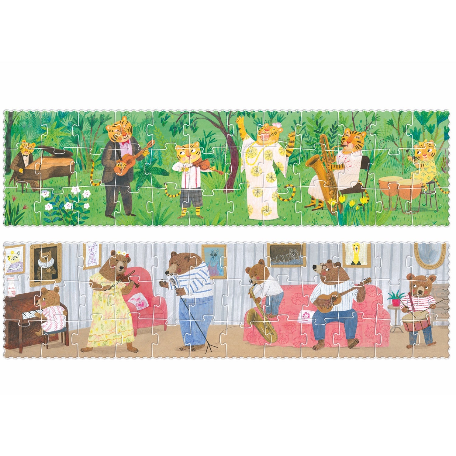 Londji WILD MUSIC Reversible Jigsaw Puzzle | Perfect Jigsaw Puzzle for Kids 3 Years and Older | Front View – Both Puzzles Completed | BeoVERDE.ie