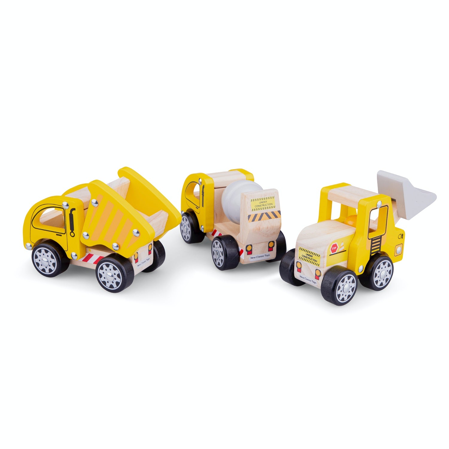 New Classic Toys Wooden Toy Construction Site Vehicle Set | Baby & Toddler Activity Wooden Toy | Group Shot Back | BeoVERDE.ie