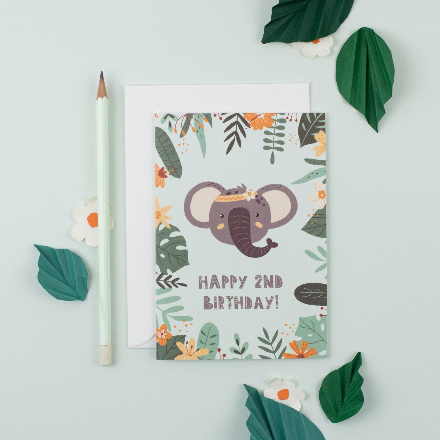 Ricicle Cards 2nd Birthday Kids Greeting Card | Kids Birthday Card with Envelope | Front View – Lifestyle | BeoVERDE.ie