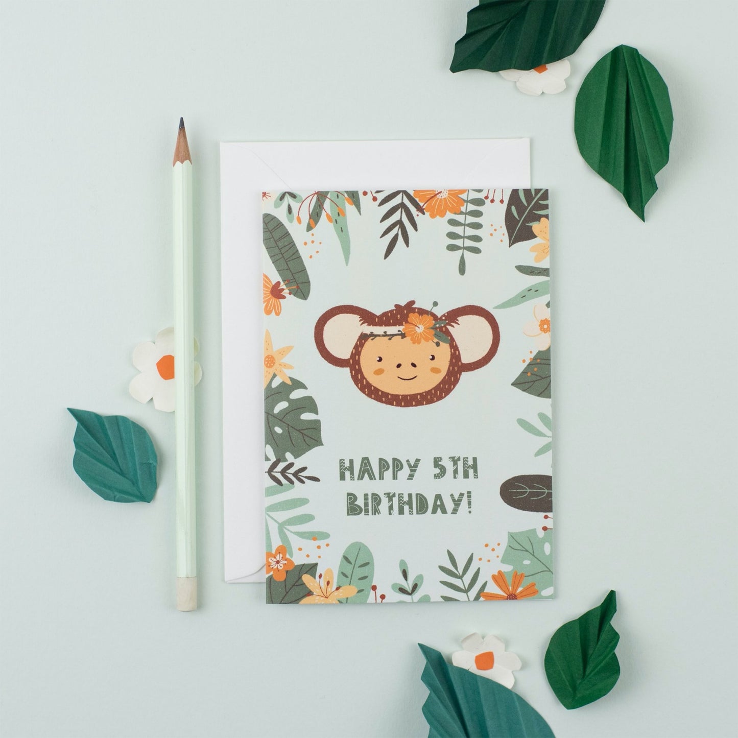 Ricicle Cards 5th Birthday Kids Greeting Card | Kids Birthday Card with Envelope | Front View – Lifestyle | BeoVERDE.ie