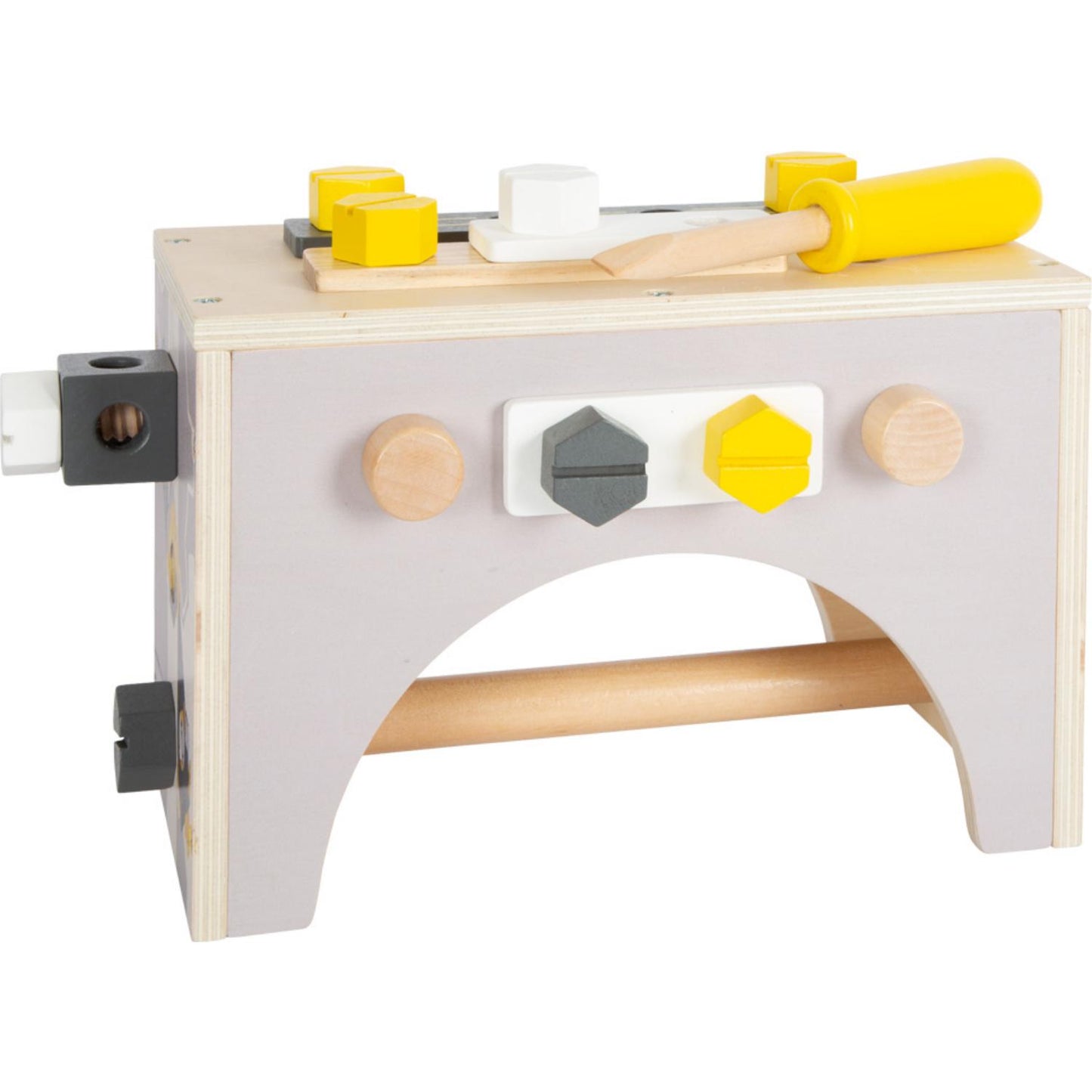 Small Foot Tool Box with Play Tools | Wooden Pretend Play Tools for Kids | Tool Box Upside Down | BeoVERDE.ie