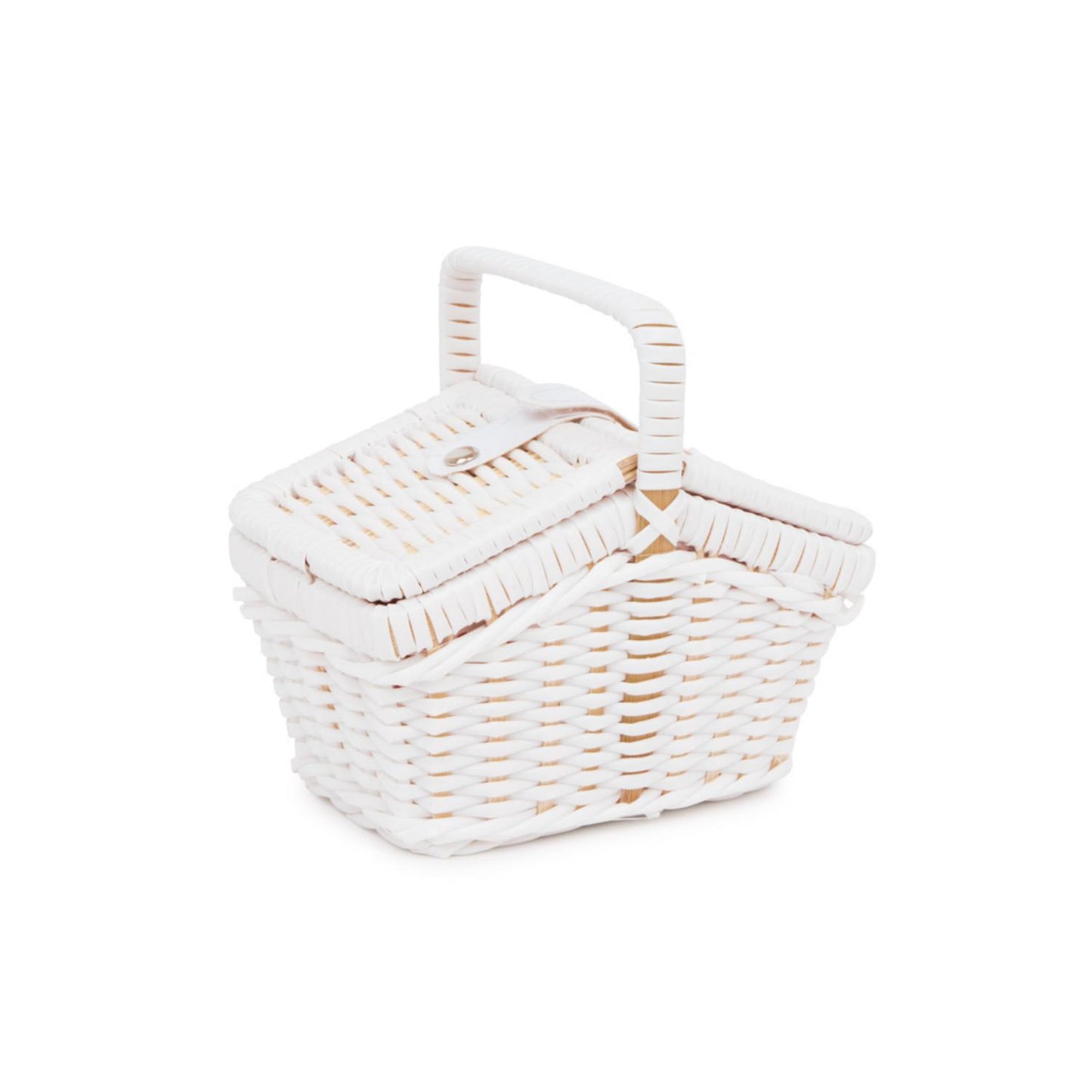 Picnic Basket Ceramic Tea Set | Pretend Play Toy for Children | Front View: Basket Closed and All Items Presented | BeoVERDE.ie