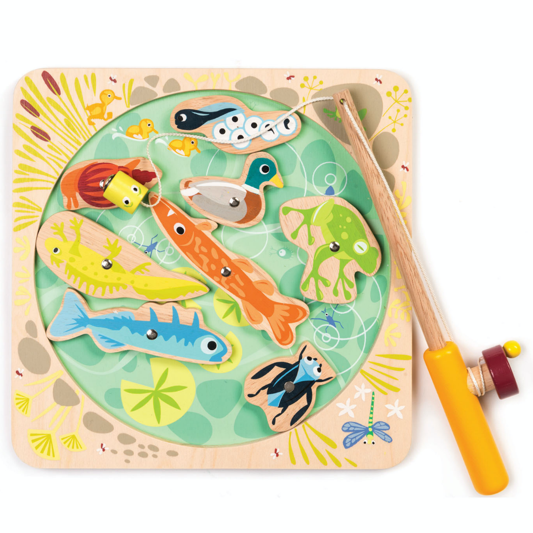 Tender Leaf Wooden Pond Dipping | Hand-Crafted Wooden Educational Toy | Boy Playing | BeoVERDE.ie