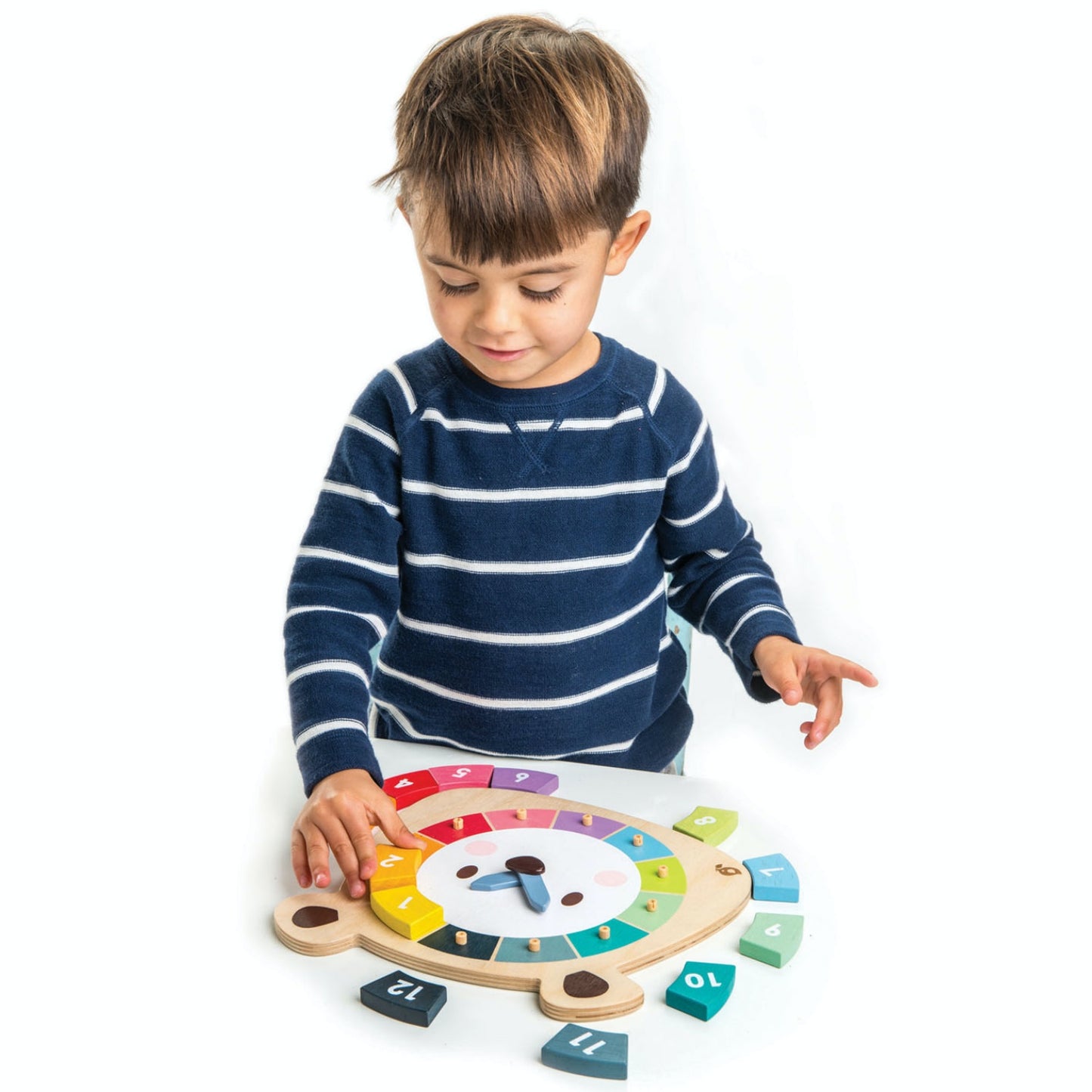 Tender Leaf Bear Colours Clock | Hand-Crafted Wooden Educational Toy | Boy Playing | BeoVERDE.ie
