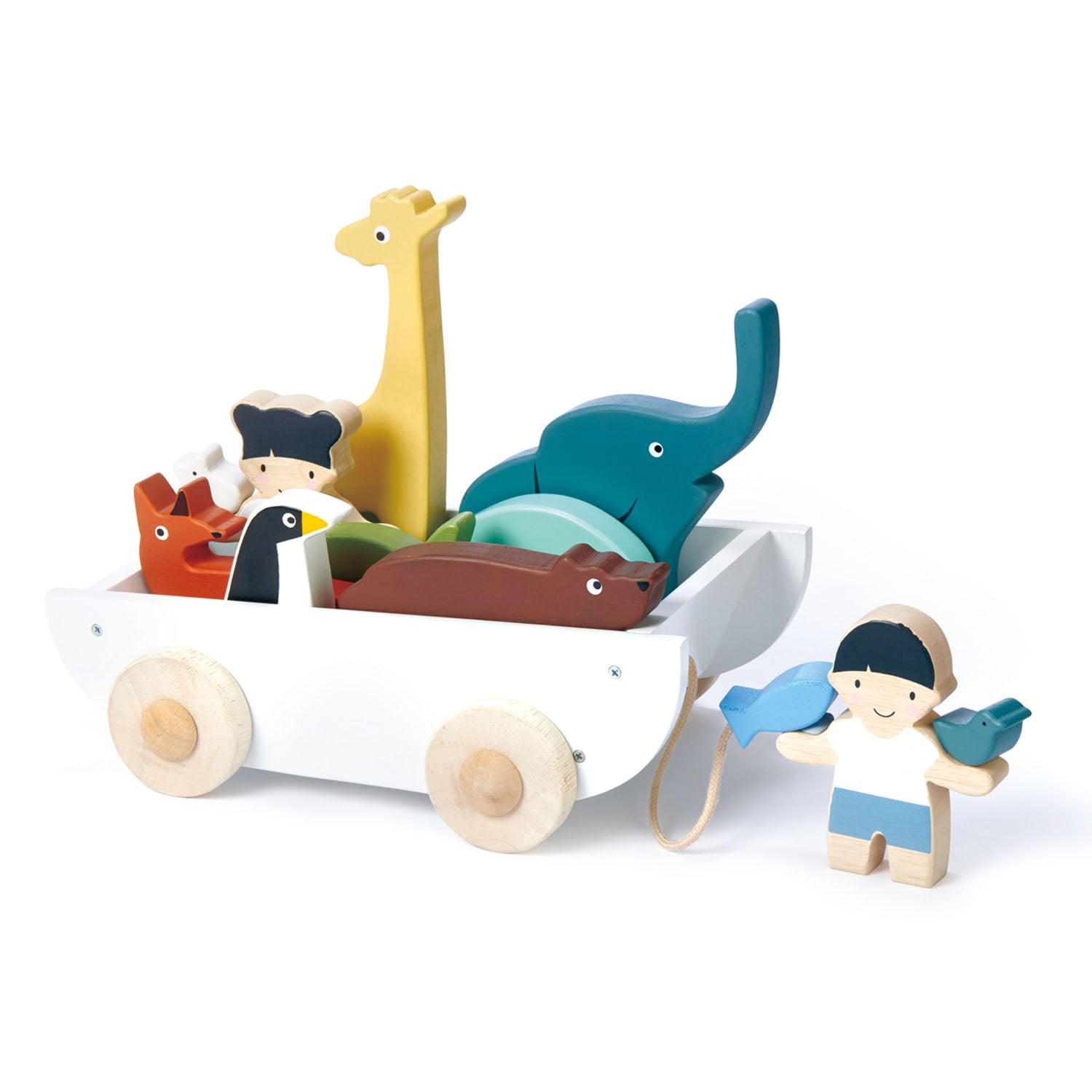 TenderLeaf ‘The Friend Ship’ Front View | Hand-Crafted Wooden Animal Toys | | Ship Loaded | BeoVERDE.ie