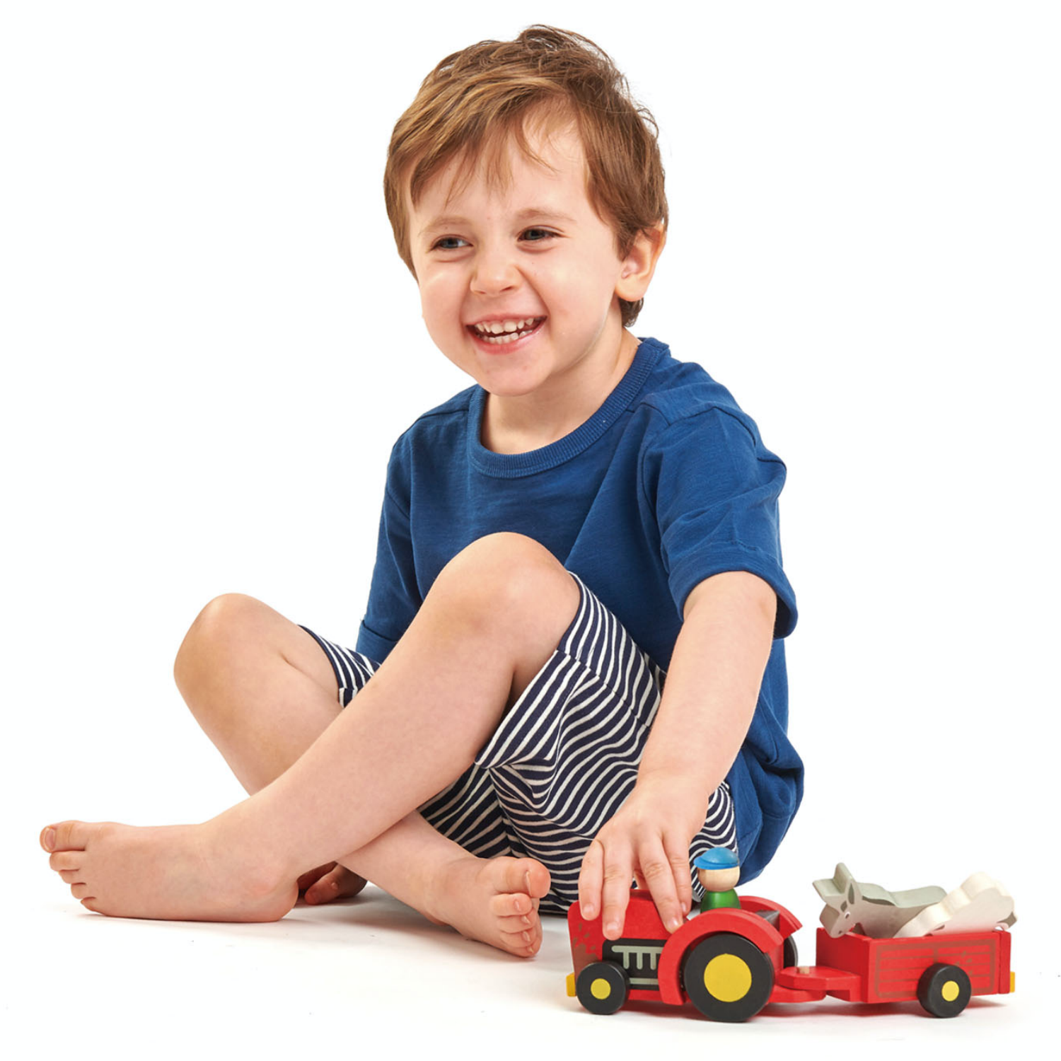 Tender Leaf Tractor And Trailer Set | Hand-Crafted Wooden Toys | Boy Playing |BeoVERDE.ie