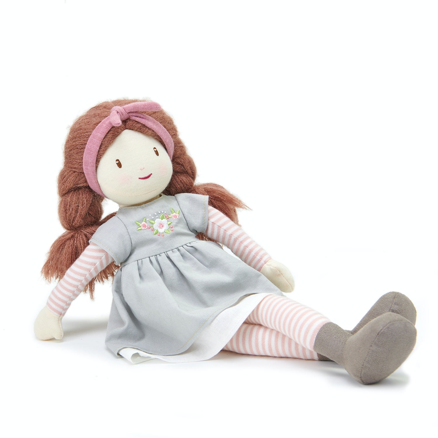 ThreadBear Design Alma Autumn Rag Doll | Hand-Crafted Rag Doll | Soft Cotton Children’s Doll | Front View – Rag Doll Alma Sitting | BeoVERDE.ie